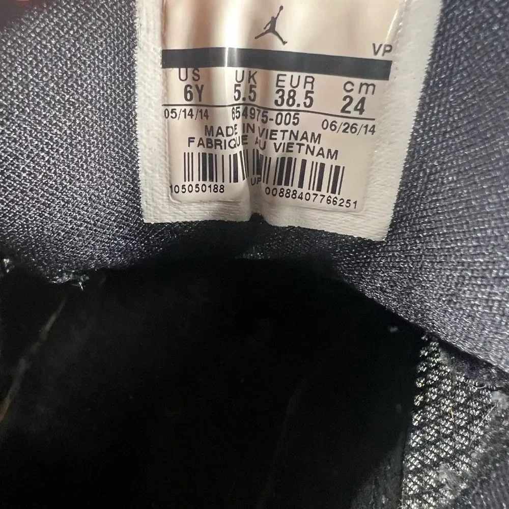Nike Kids Jordan Flight 654262-005 Black Lace Up Sneakers‎ Size 6Y